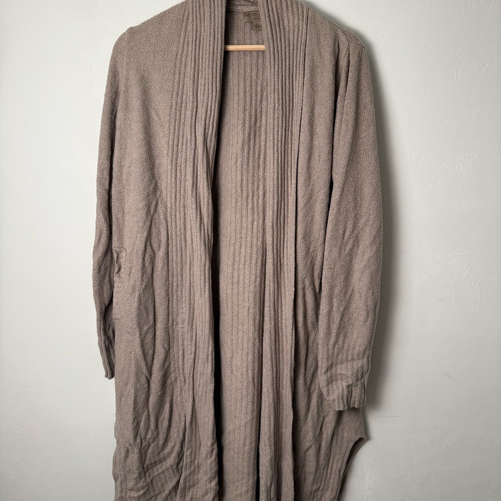 Barefoot Dreams Cozy Taupe Long Cardigan Duster Size Large